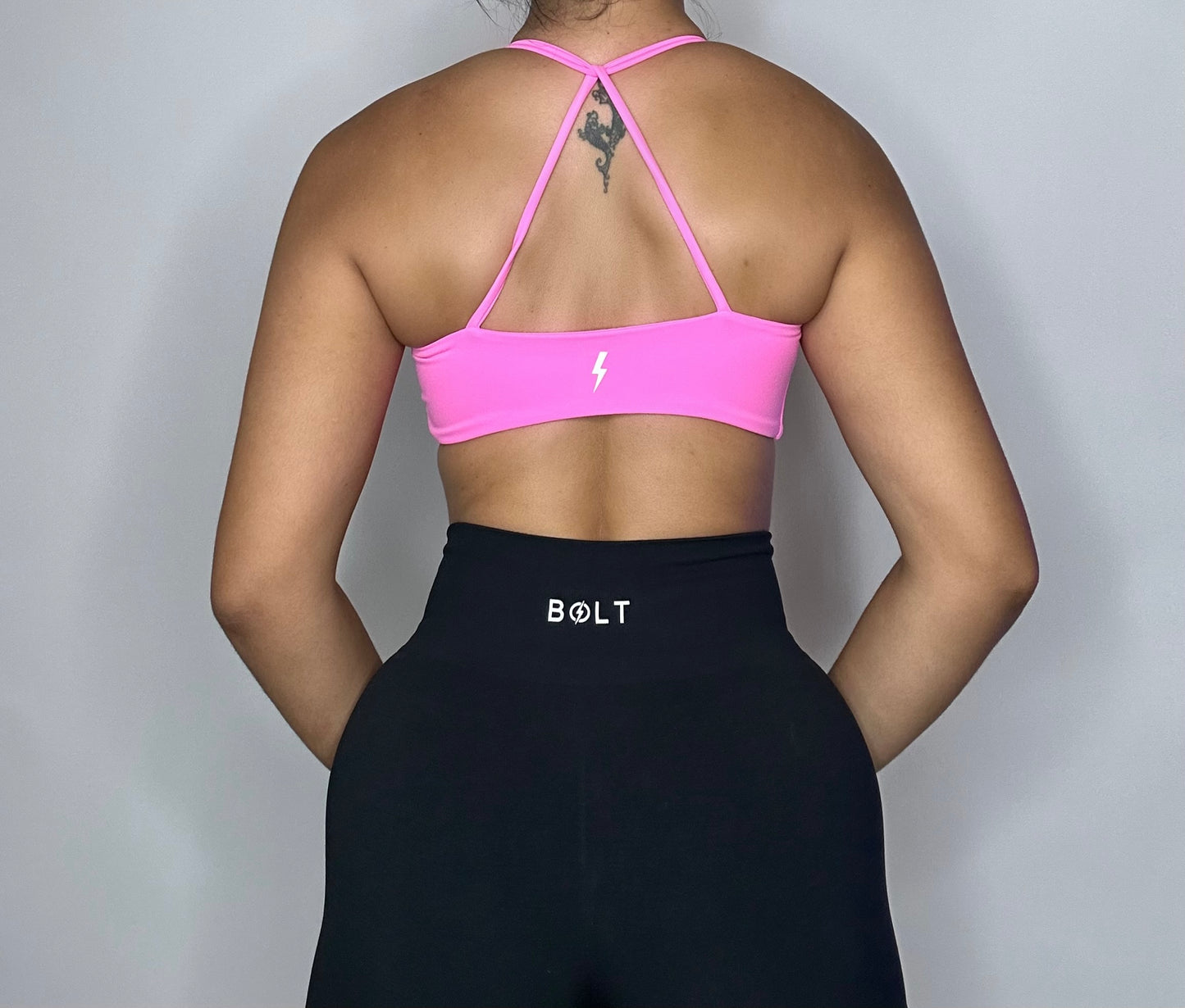 Top Knot bra in neon pink